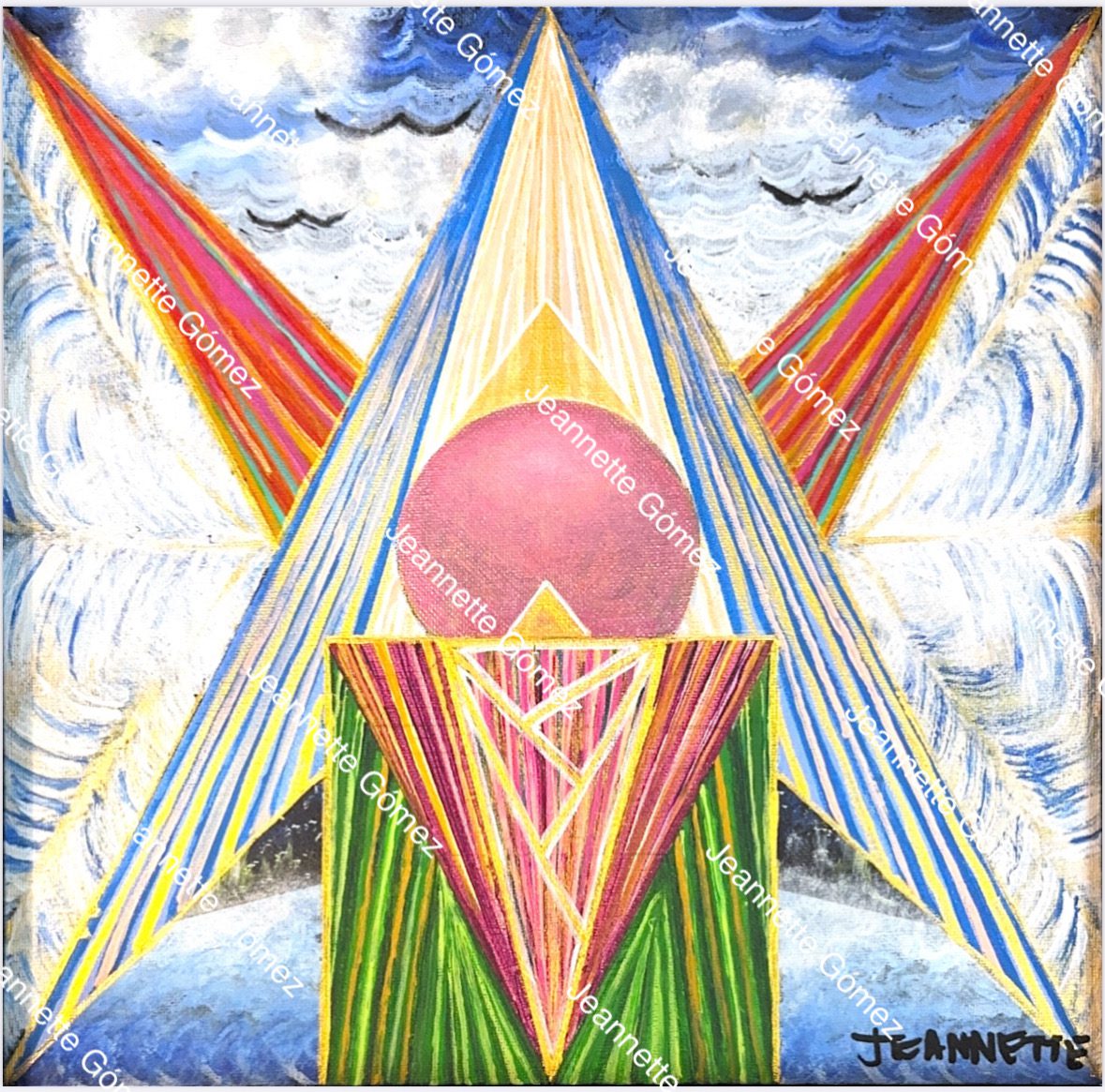 Abstract geometric shapes with vibrant colors.
